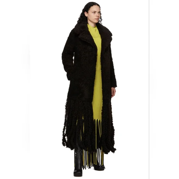 B3. NWOT BOTTEGA VENETA FRINGE TRIMMED RIBBED KNIT MAXI HALTER DRESS - Picture 4 of 9